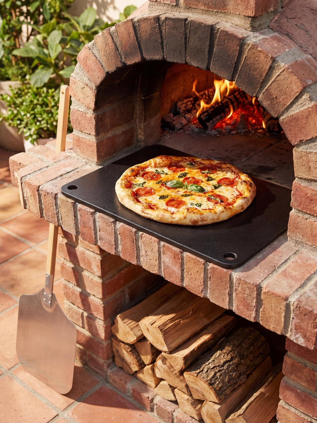 Pedra para Assar Pizza em Aço Carbono 40x34cm 6mm Cinza - Montar & Plantar