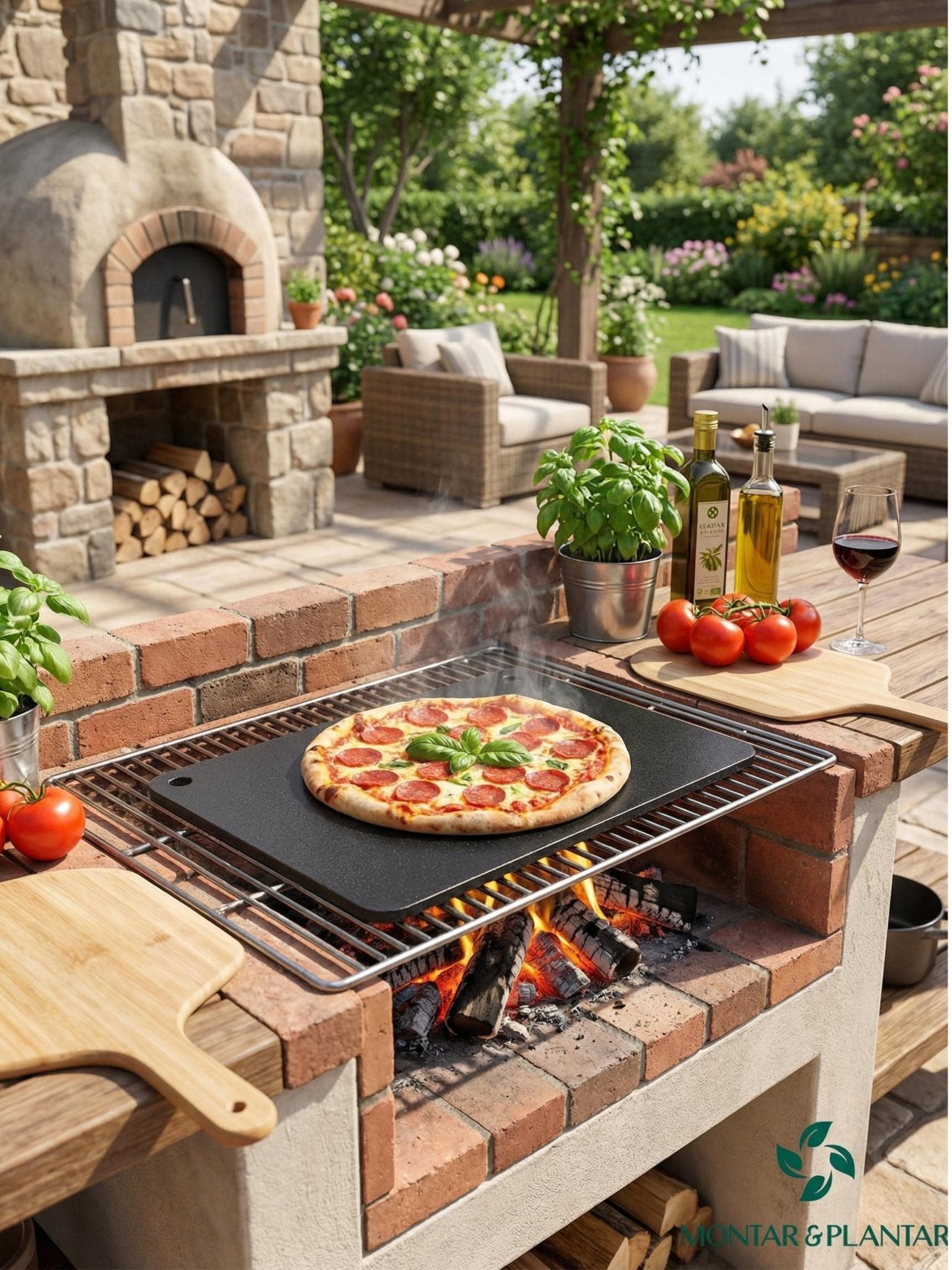 Pedra para Assar Pizza em Aço Carbono 40x34cm 6mm Cinza - Montar & Plantar