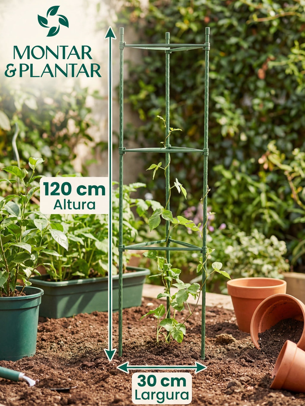 Suporte Armação Plástico para Trepadeiras Horta 120x30cm - Montar & Plantar