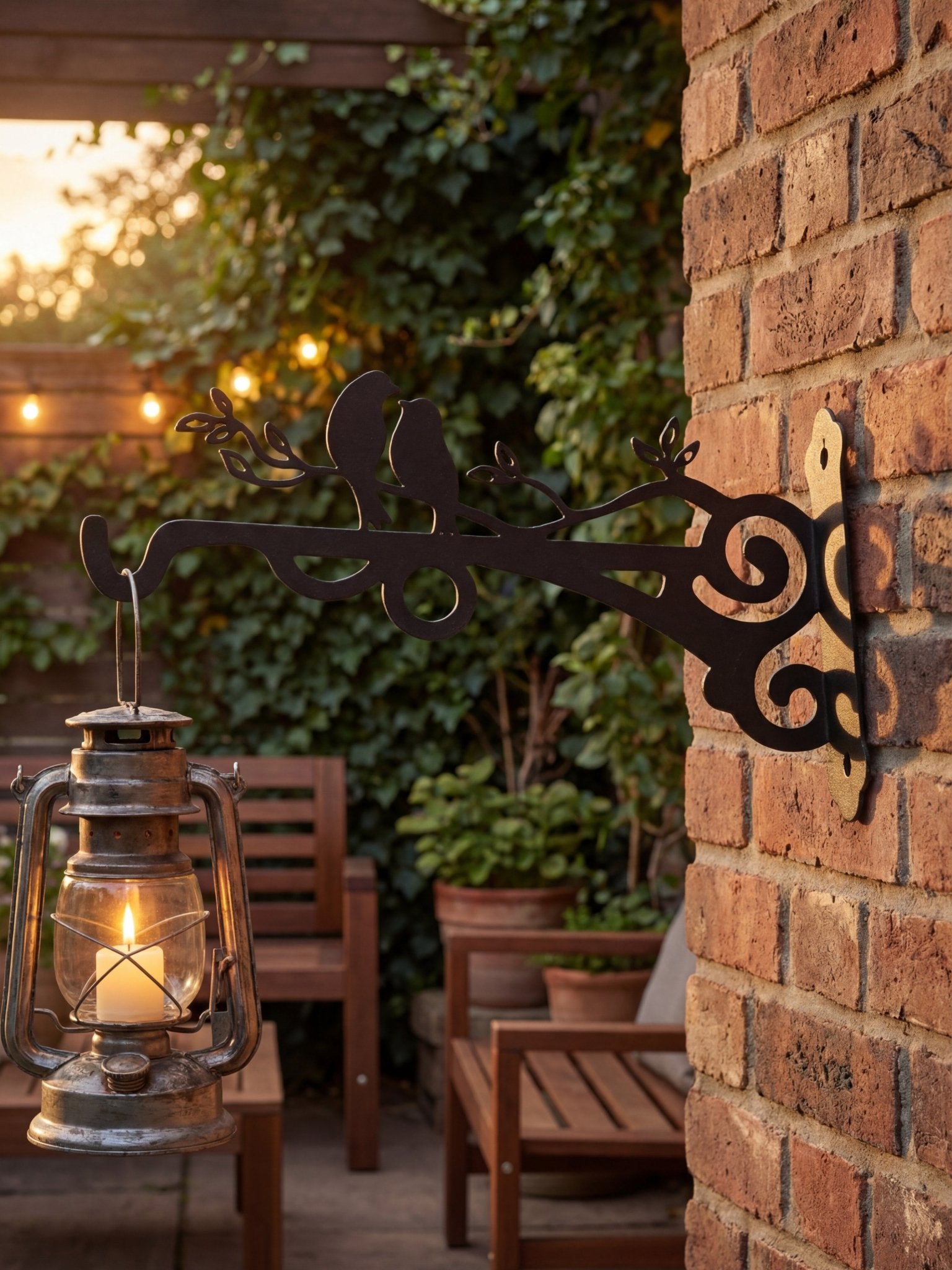 Suporte Gancho Metálico para Vasos Passarinhos 20cm Preto - Montar & Plantar