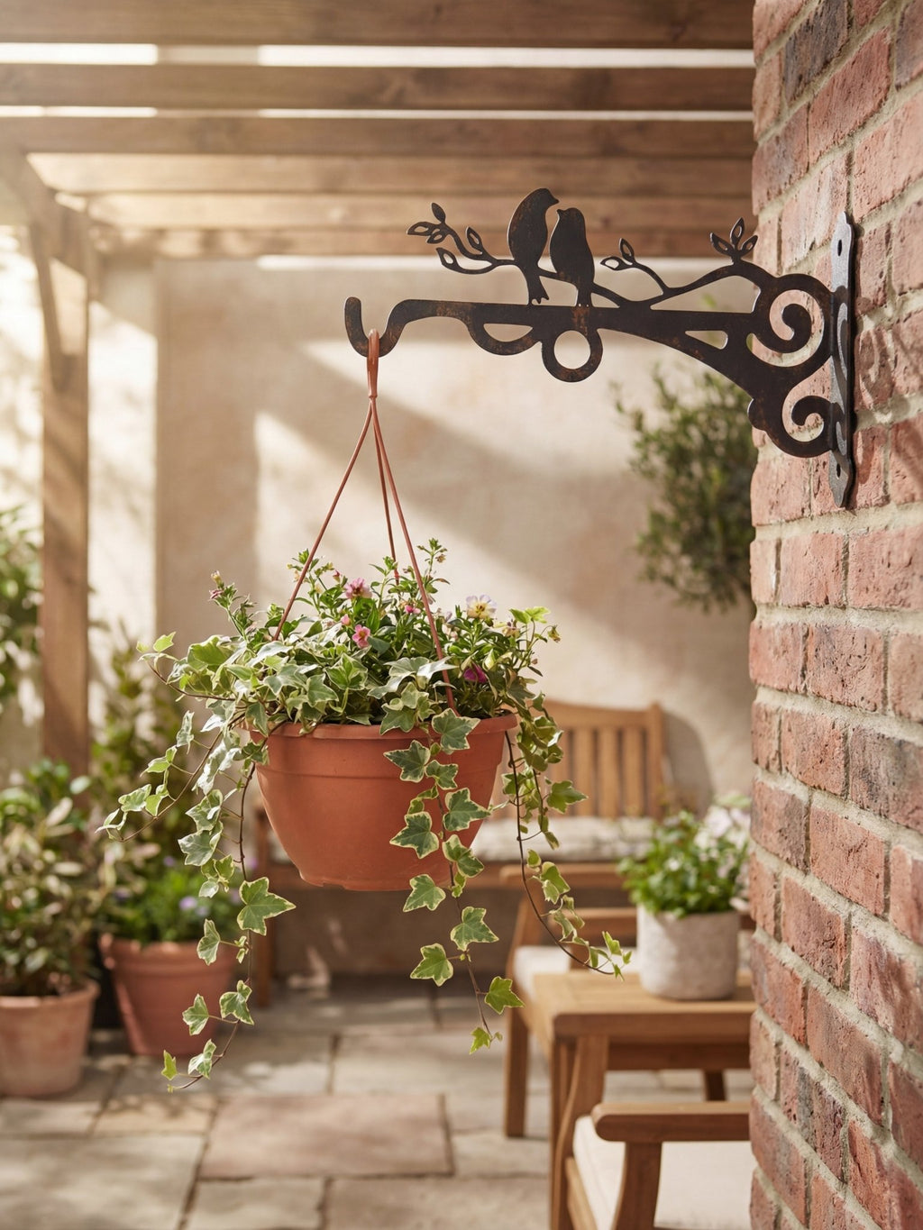 Suporte Gancho Metálico para Vasos Passarinhos 20cm Preto - Montar & Plantar