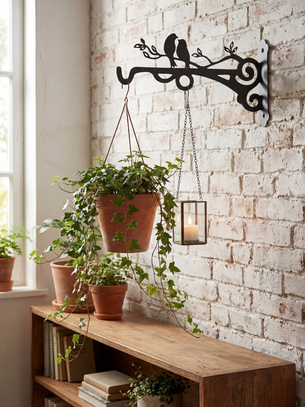 Suporte Gancho Metálico para Vasos Passarinhos 20cm Preto - Montar & Plantar