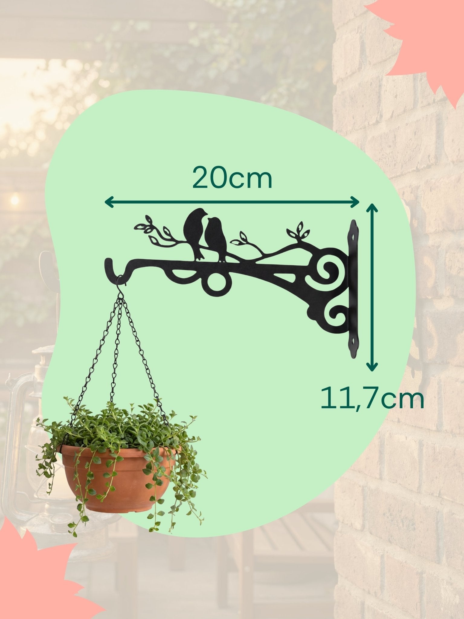 Suporte Gancho Metálico para Vasos Passarinhos 20cm Preto - Montar & Plantar