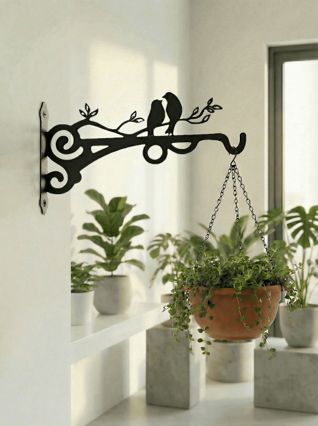 Suporte Gancho Metálico para Vasos Passarinhos 20cm Preto - Montar & Plantar