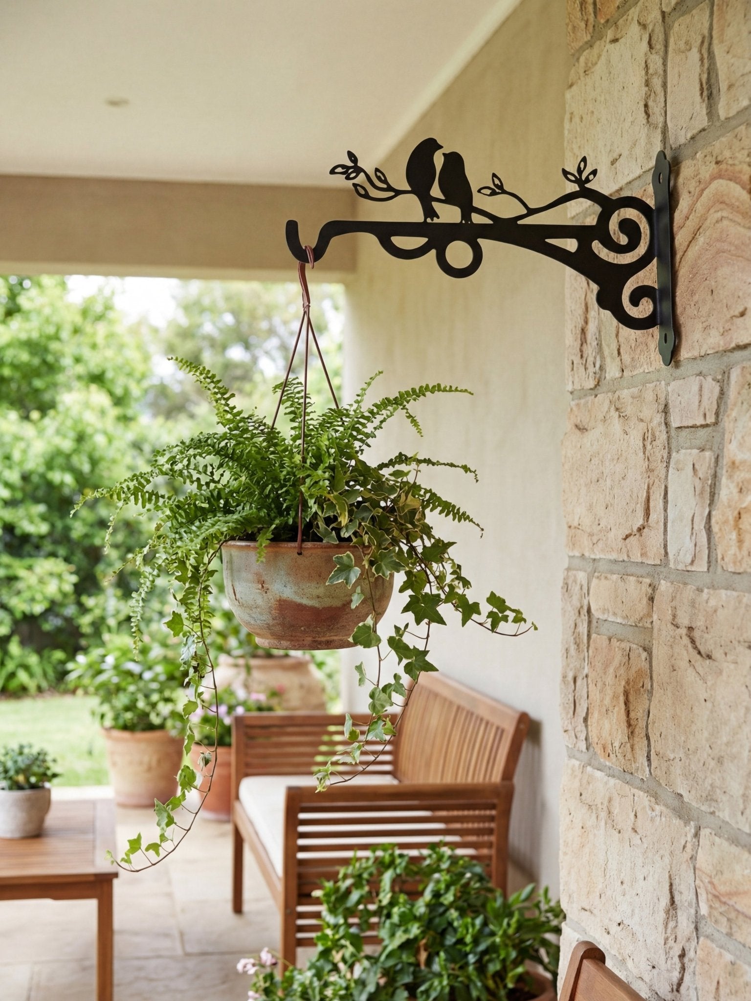 Suporte Gancho Metálico para Vasos Passarinhos 20cm Preto - Montar & Plantar