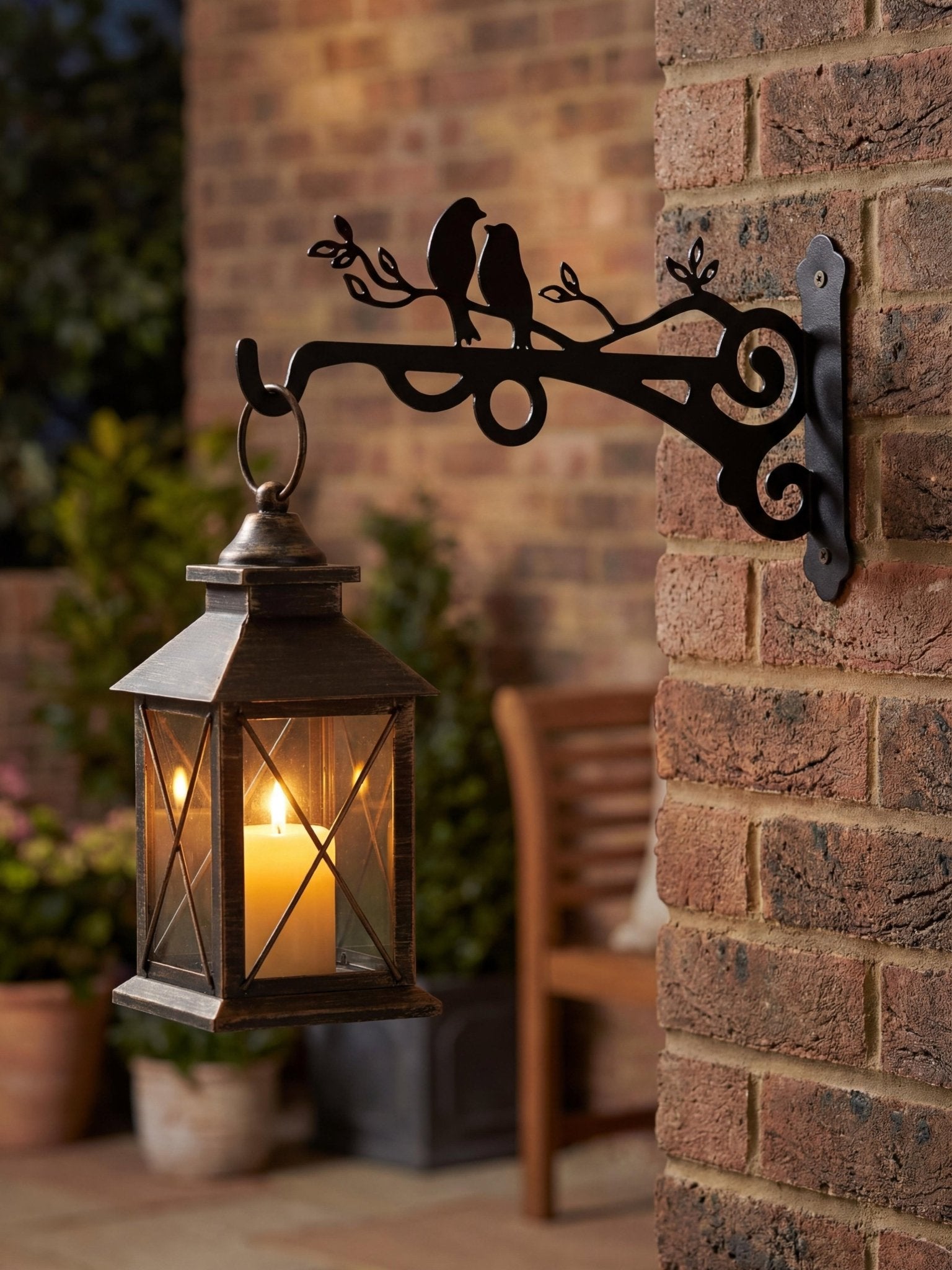 Suporte Gancho Metálico para Vasos Passarinhos 20cm Preto - Montar & Plantar