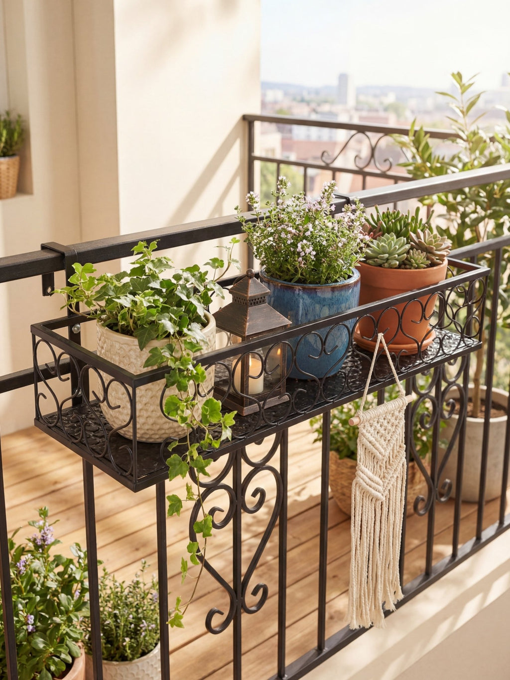 Suporte Metálico de Plantas para Sacada 60cm Preto - Montar & Plantar