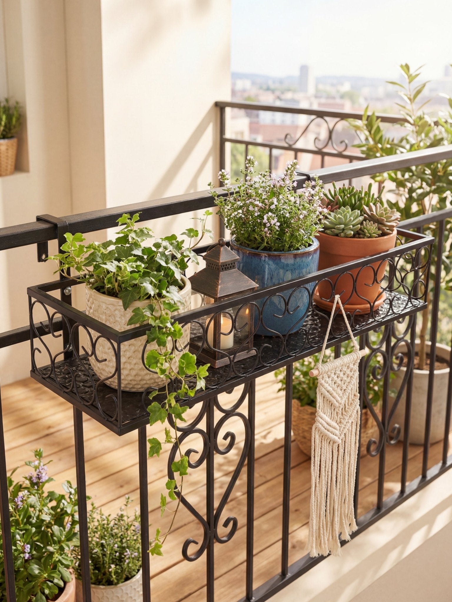 Suporte Metálico de Plantas para Sacada 60cm Preto - Montar & Plantar