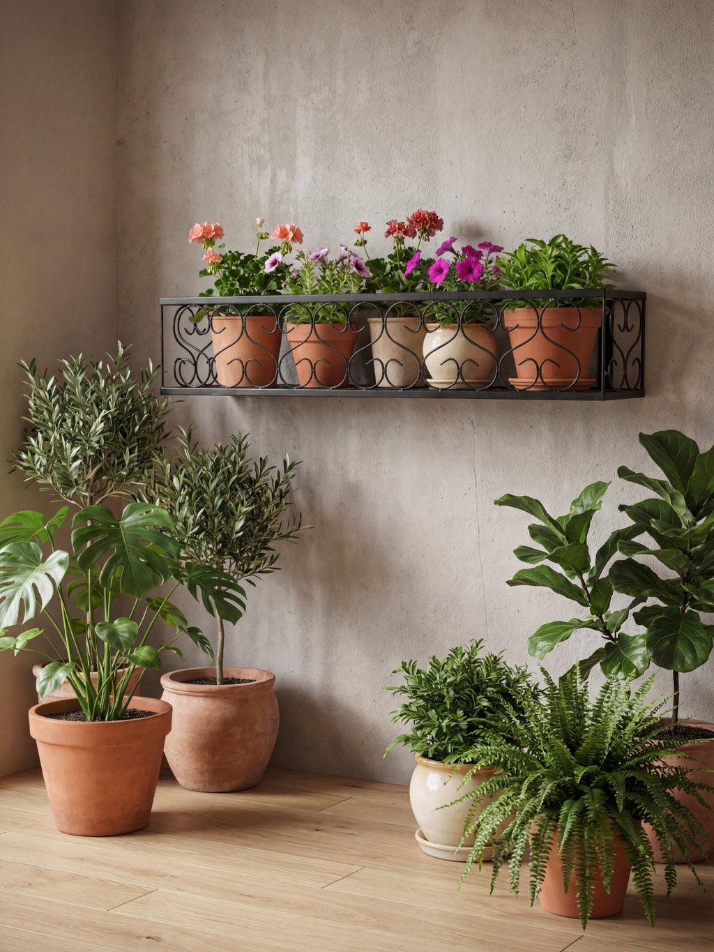 Suporte Metálico de Plantas para Sacada 60cm Preto - Montar & Plantar