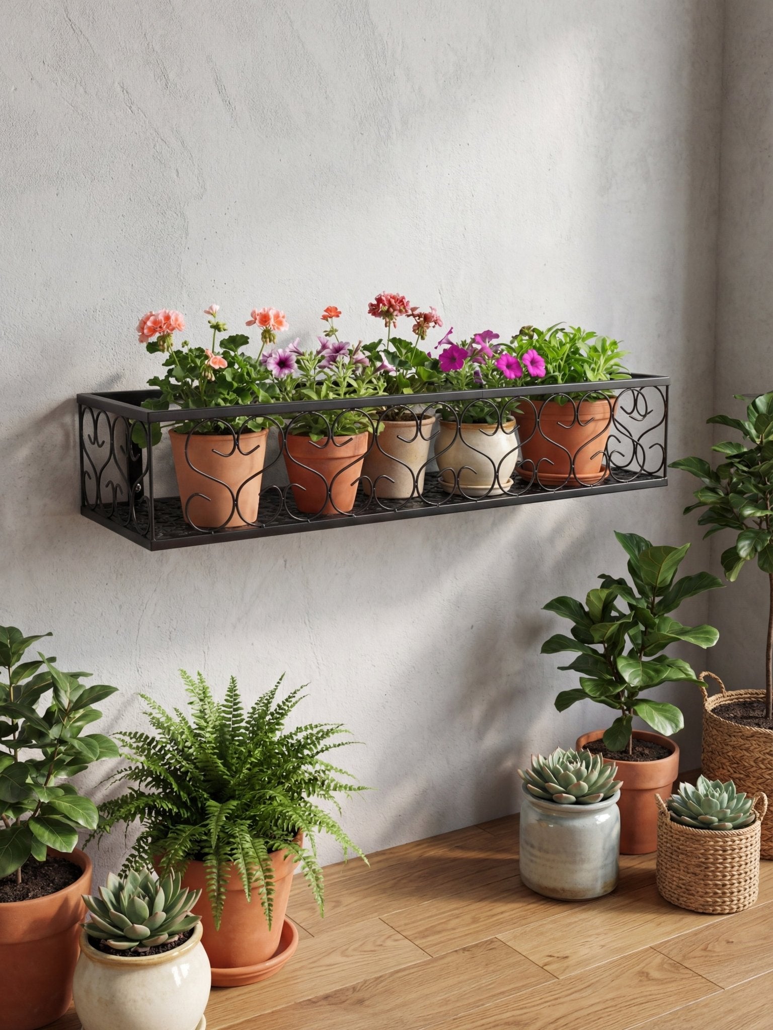 Suporte Metálico de Plantas para Sacada 60cm Preto - Montar & Plantar