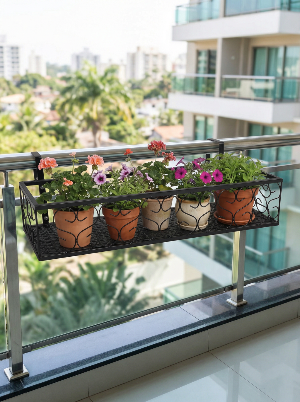 Suporte Metálico de Plantas para Sacada 60cm Preto - Montar & Plantar