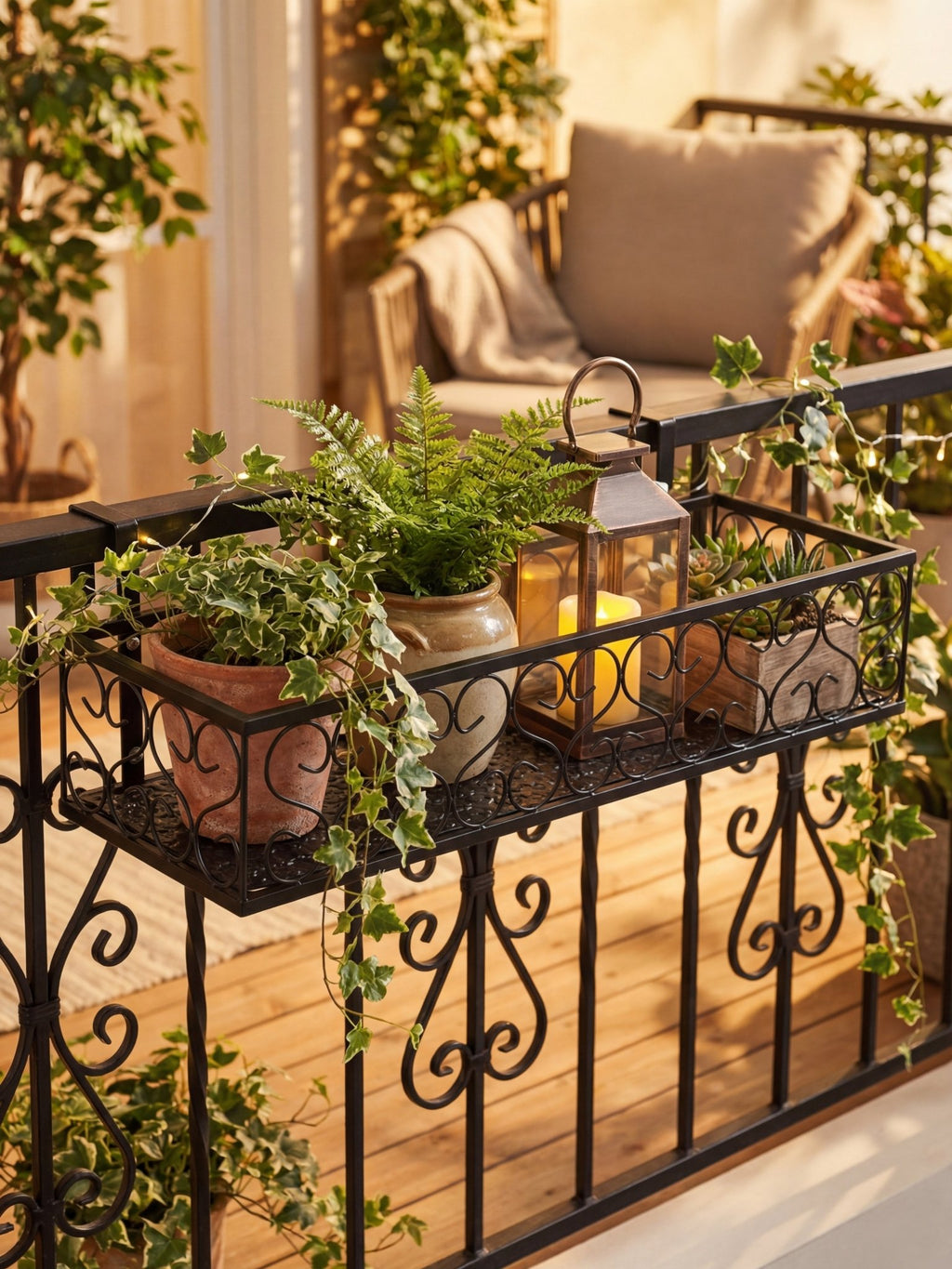 Suporte Metálico de Plantas para Sacada 60cm Preto - Montar & Plantar