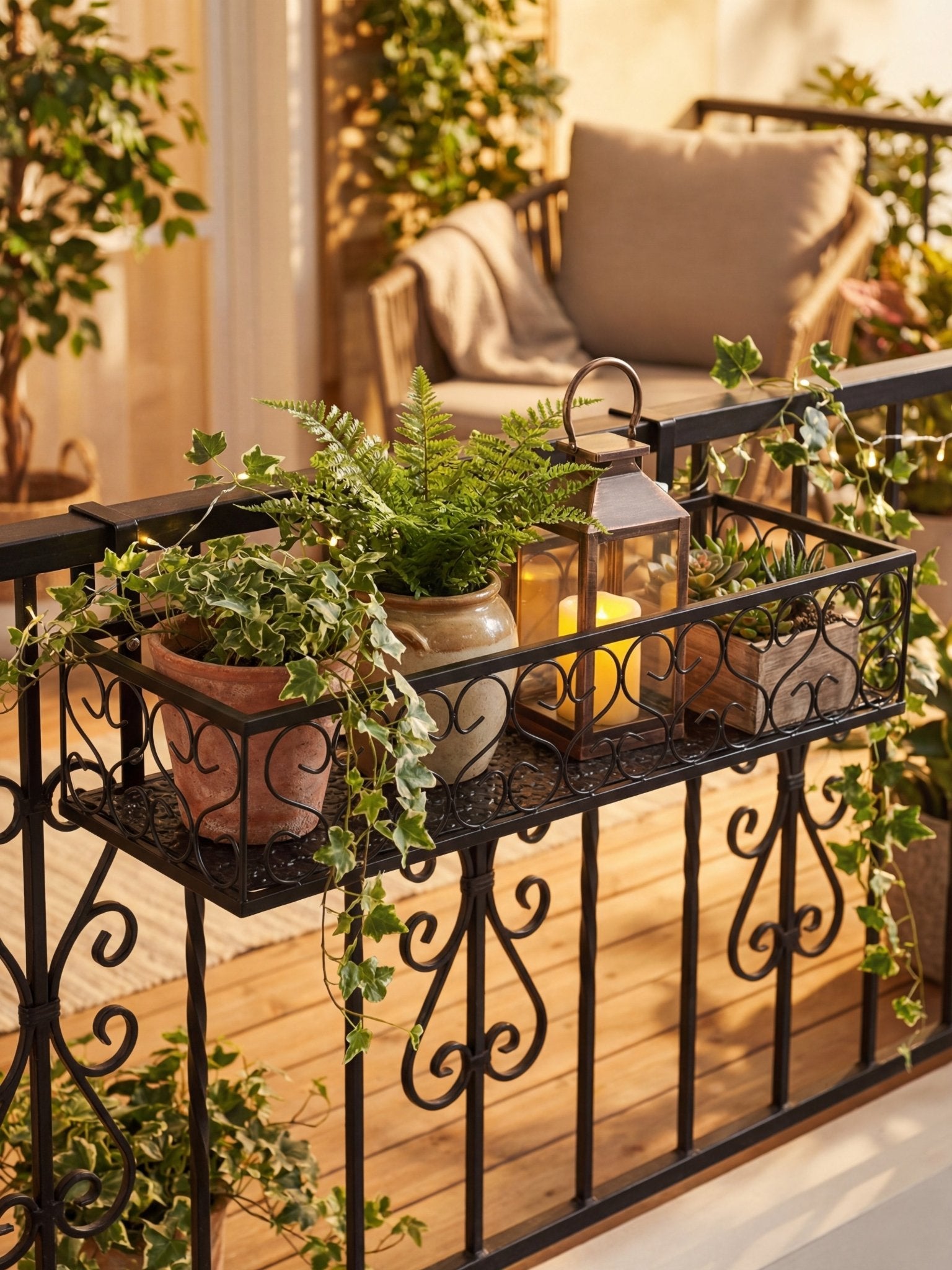 Suporte Metálico de Plantas para Sacada 60cm Preto - Montar & Plantar