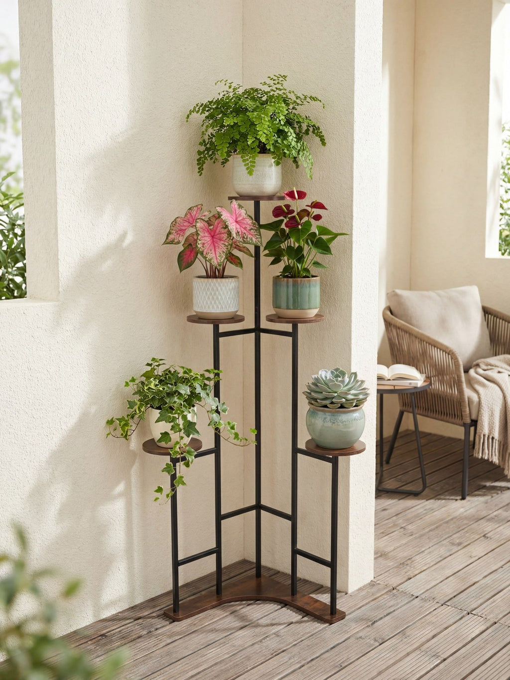 Suporte Metálico para Jardim Vertical 3 Andares Amadeirado - Montar & Plantar