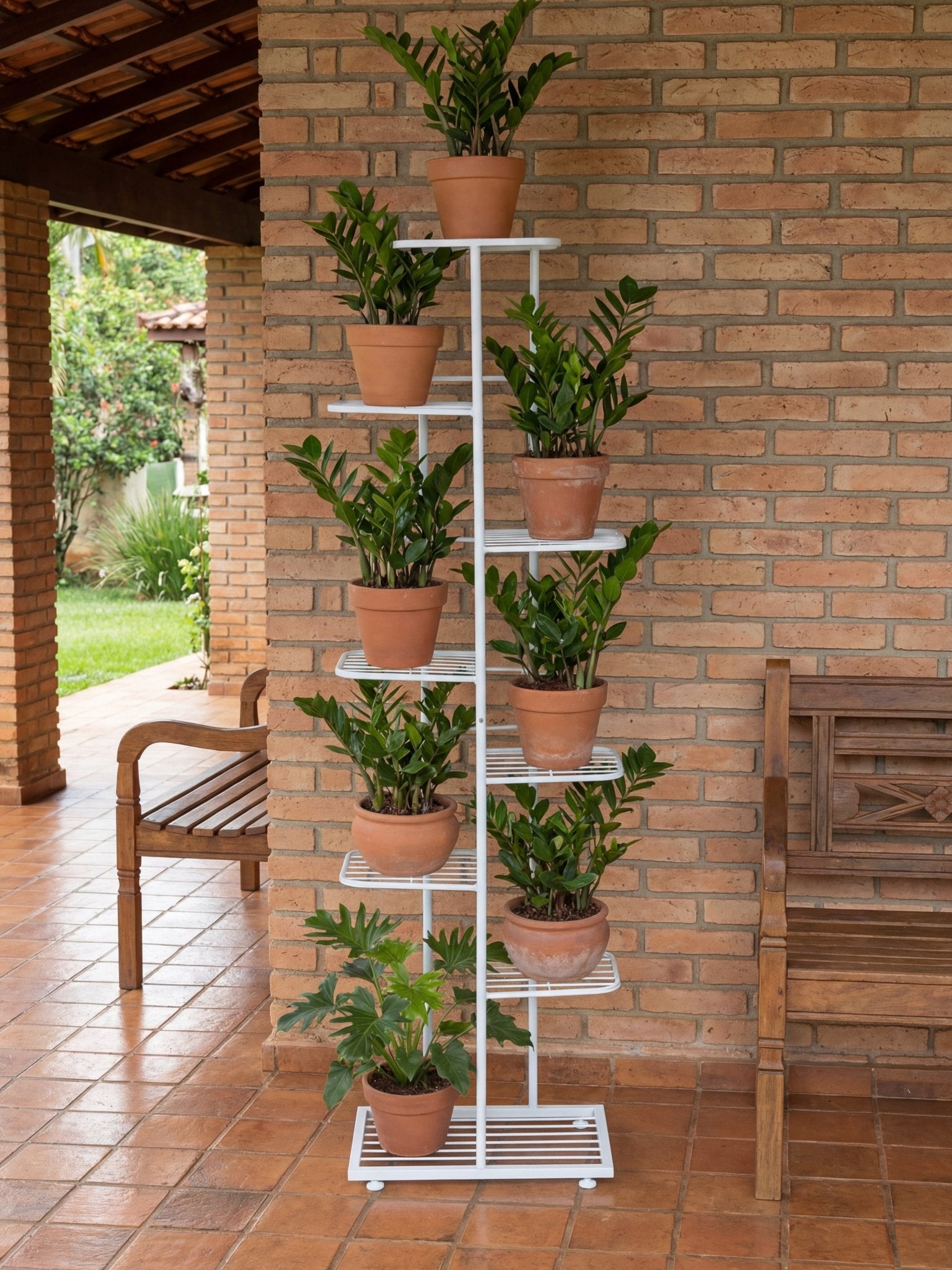 Suporte Metálico para Jardim Vertical 7 Andares Branco - Montar & Plantar