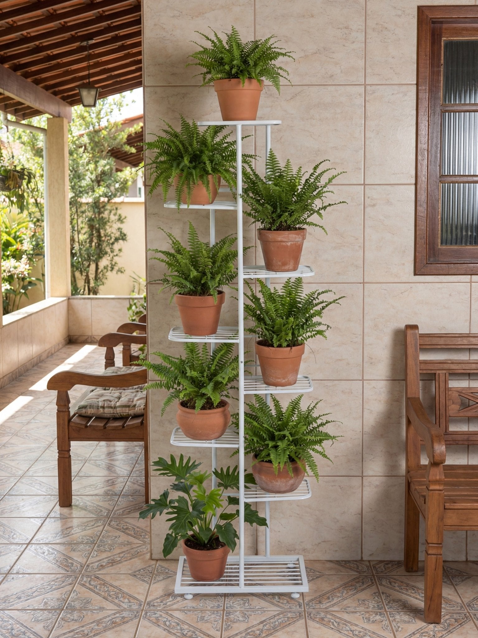 Suporte Metálico para Jardim Vertical 7 Andares Branco - Montar & Plantar