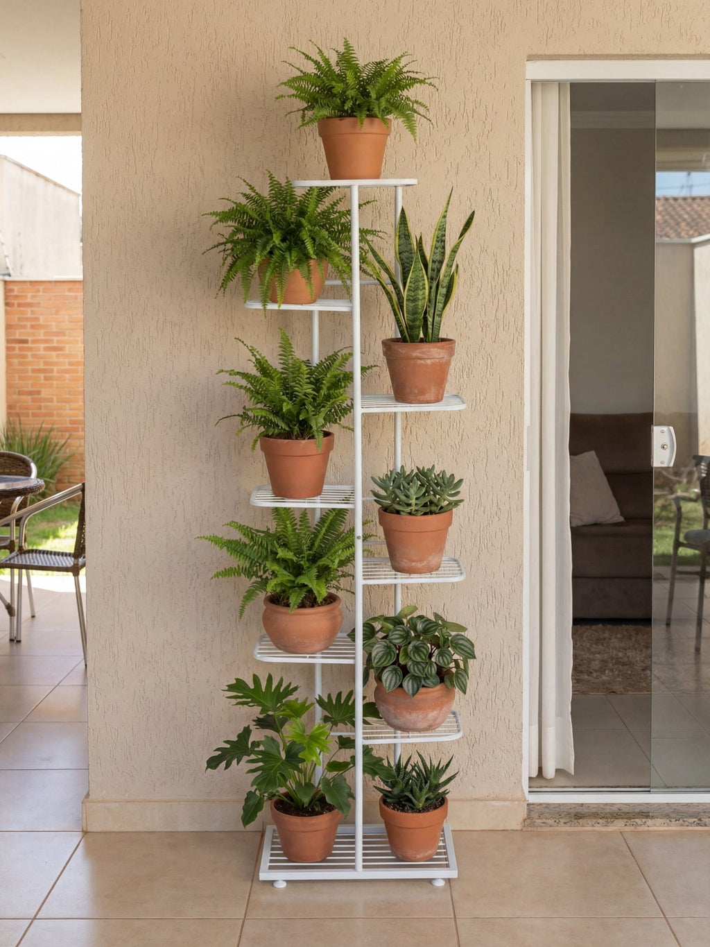 Suporte Metálico para Jardim Vertical 7 Andares Branco - Montar & Plantar