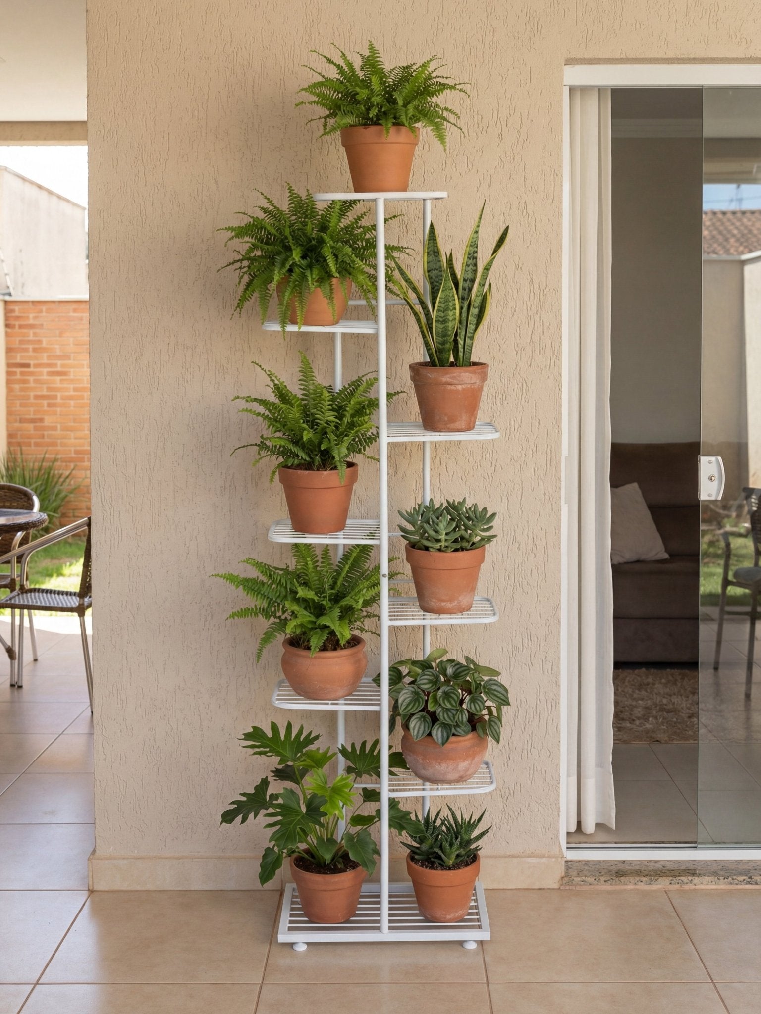 Suporte Metálico para Jardim Vertical 7 Andares Branco - Montar & Plantar