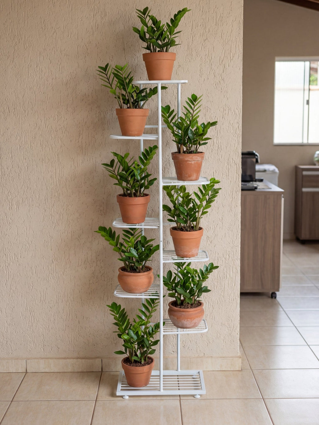 Suporte Metálico para Jardim Vertical 7 Andares Branco - Montar & Plantar