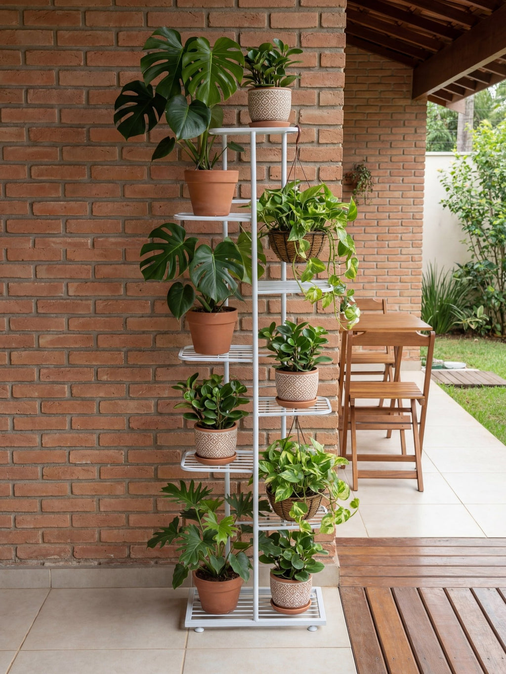 Suporte Metálico para Jardim Vertical 7 Andares Branco - Montar & Plantar