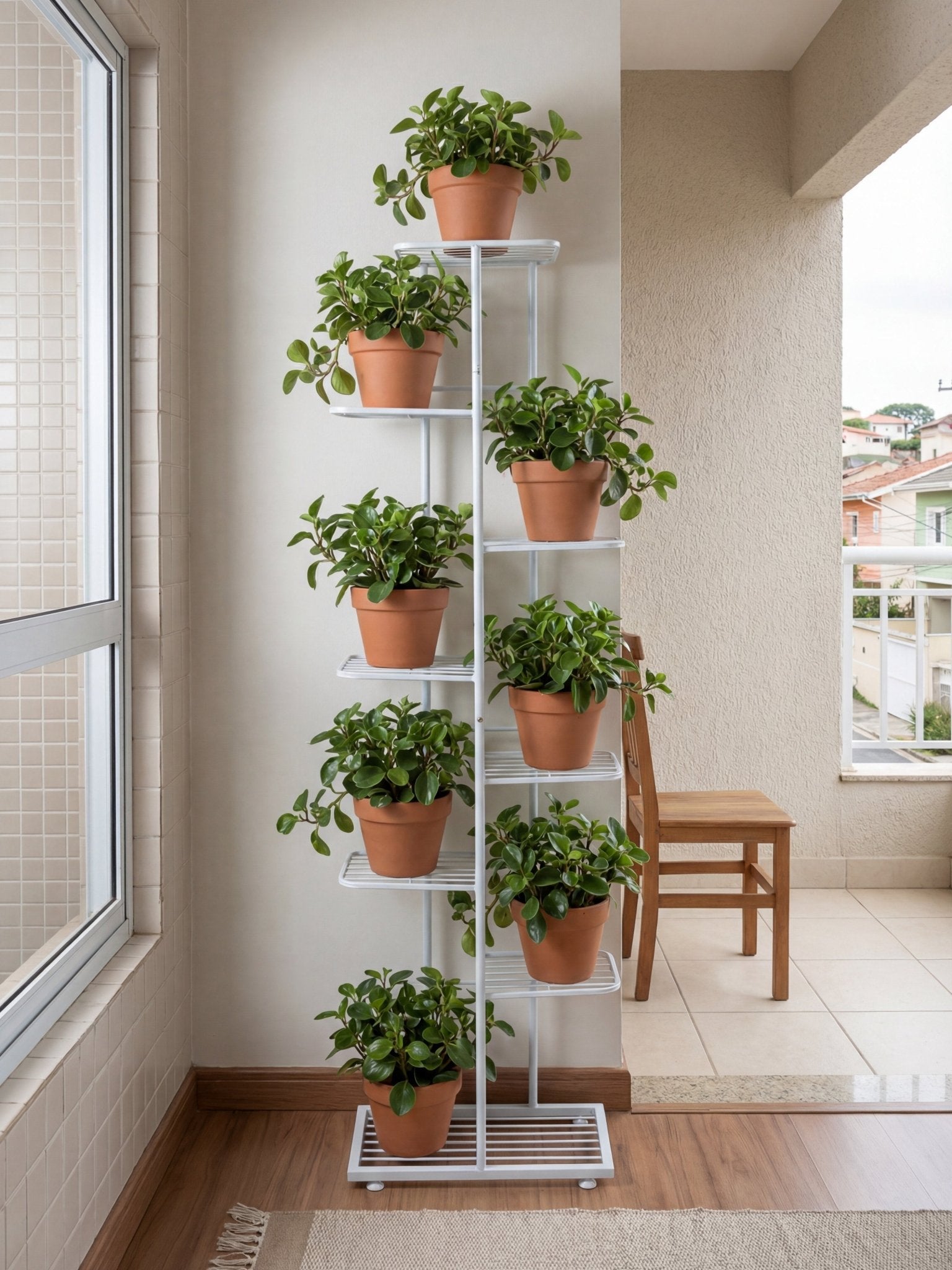 Suporte Metálico para Jardim Vertical 7 Andares Branco - Montar & Plantar