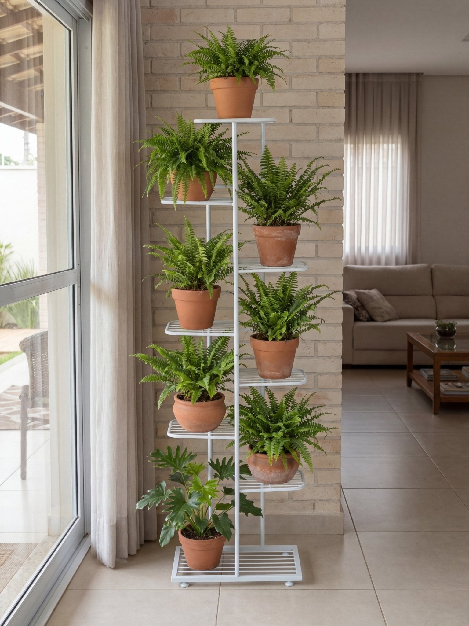 Suporte Metálico para Jardim Vertical 7 Andares Branco - Montar & Plantar