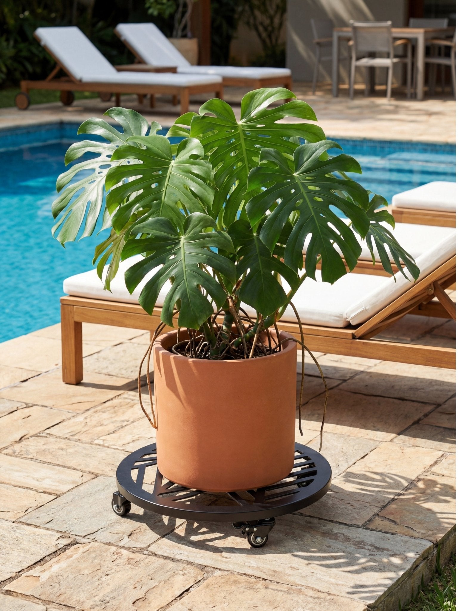 Suporte Metálico para Vasos de Plantas com Rodas 45cm Preto - Montar & Plantar