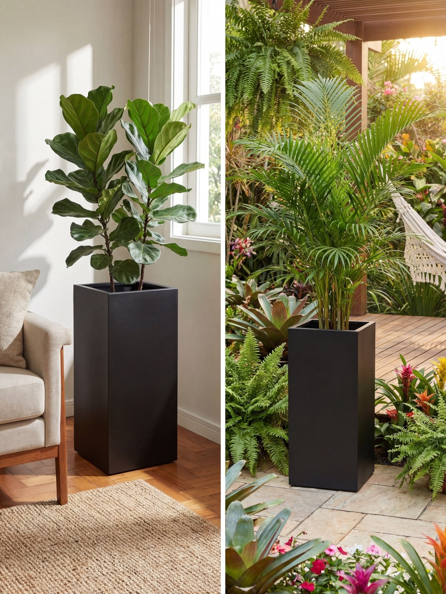 Vaso Metálico para Plantas Caixa Alta 30x80cm Preto - Montar & Plantar