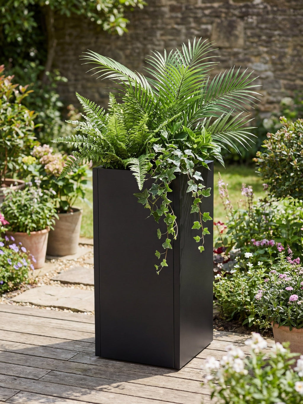 Vaso Metálico para Plantas Caixa Alta 30x80cm Preto - Montar & Plantar