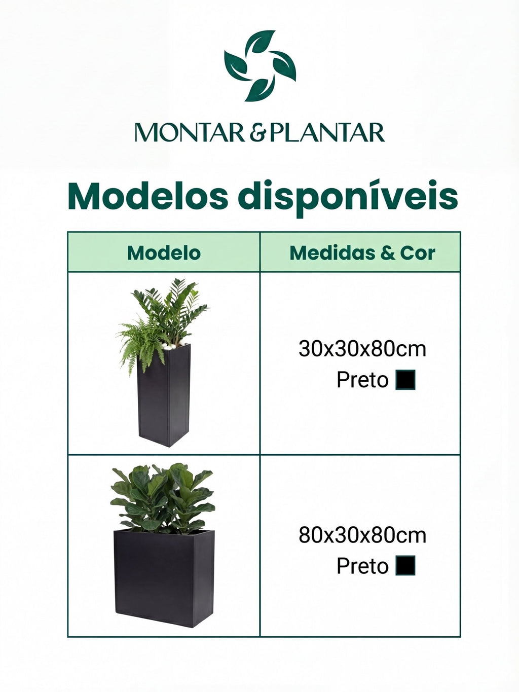 Vaso Metálico para Plantas Caixa Alta 30x80cm Preto - Montar & Plantar