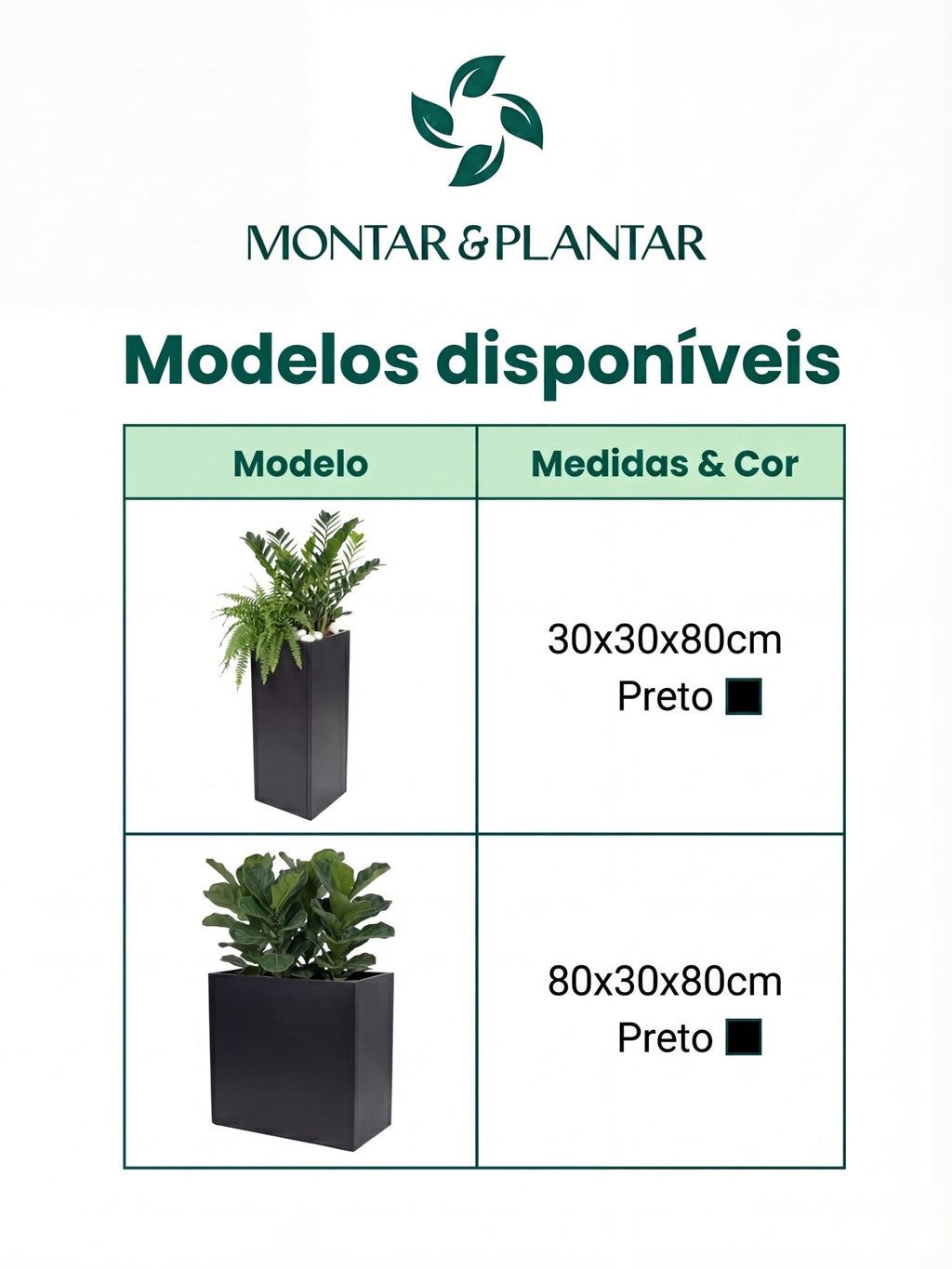 Vaso Metálico para Plantas Caixa Alta 80x80cm Preto - Montar & Plantar